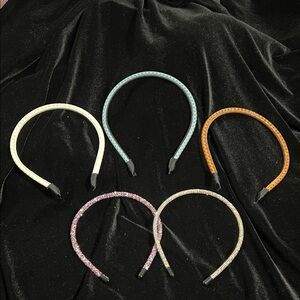 Set of 5 Elegant Girl’s Headband Set - Cream, Blue, Pink, Gold, Brown